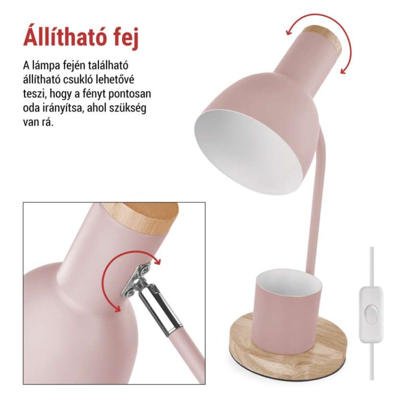 EMOS Poppy asztali lámpa E27 IP20, pink