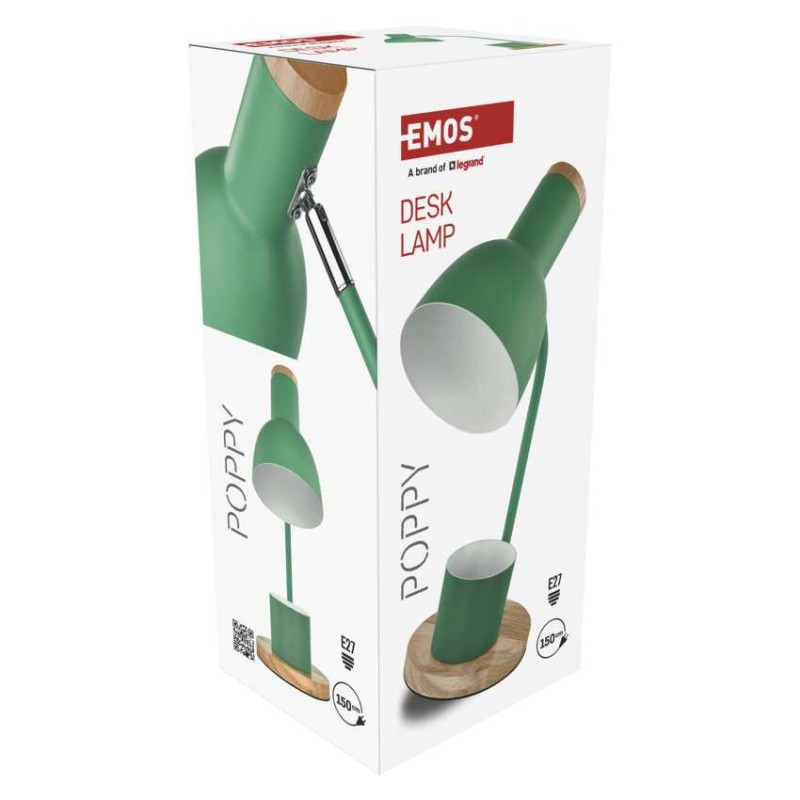 Lampa biurkowa POPPY na żarówkę E27, zielona