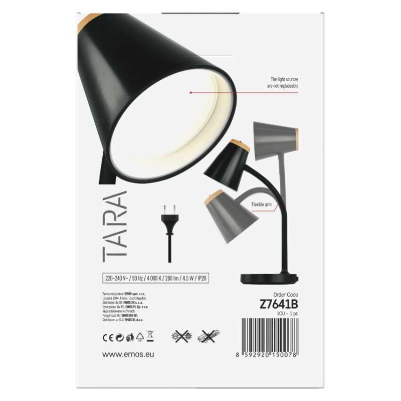 LED stolná lampa TARA, čierna