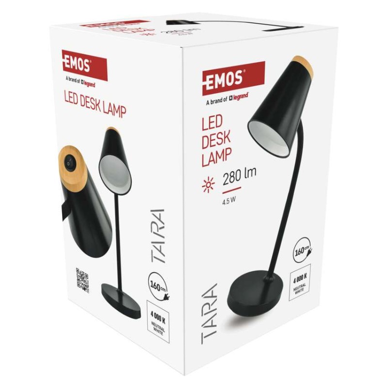 LED stolná lampa TARA, čierna