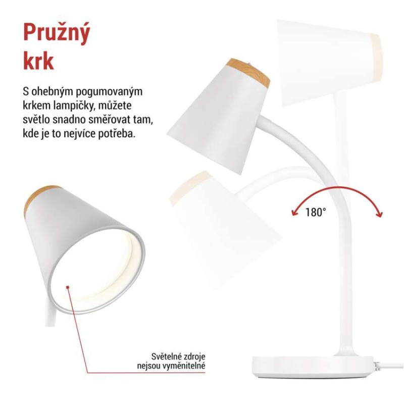 LED stolní lampa TARA, bílá
