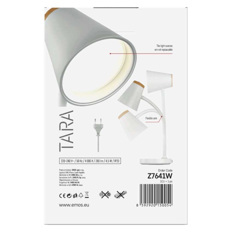 LED stolná lampa TARA, biela