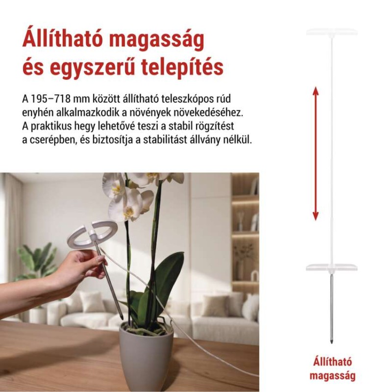 LED növénynevelő lámpa, teljes spektrum, 39 LED, beltéri, időzítővel, dimmelhető