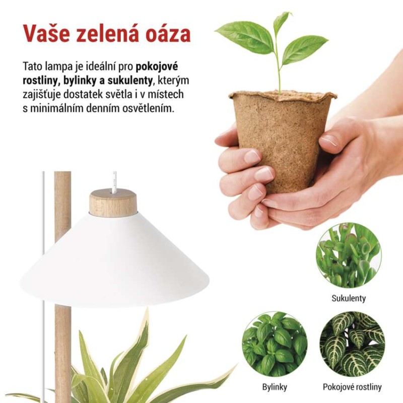 LED GROW pěstební lampa 7 W, časovač, bílá