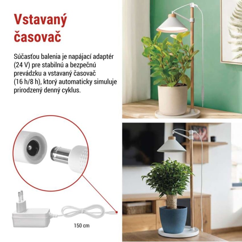 LED GROW pestovateľská lampa 7 W, časovač, biela