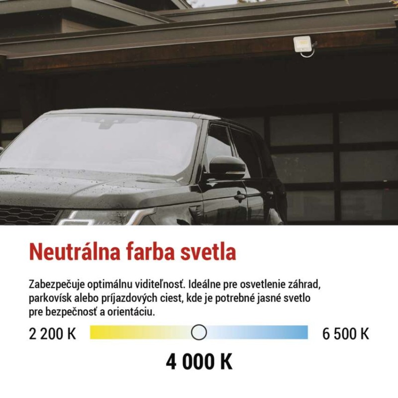 LED reflektor GLARO 20W, biely, IP65, 2000 lm, neutrálna biela