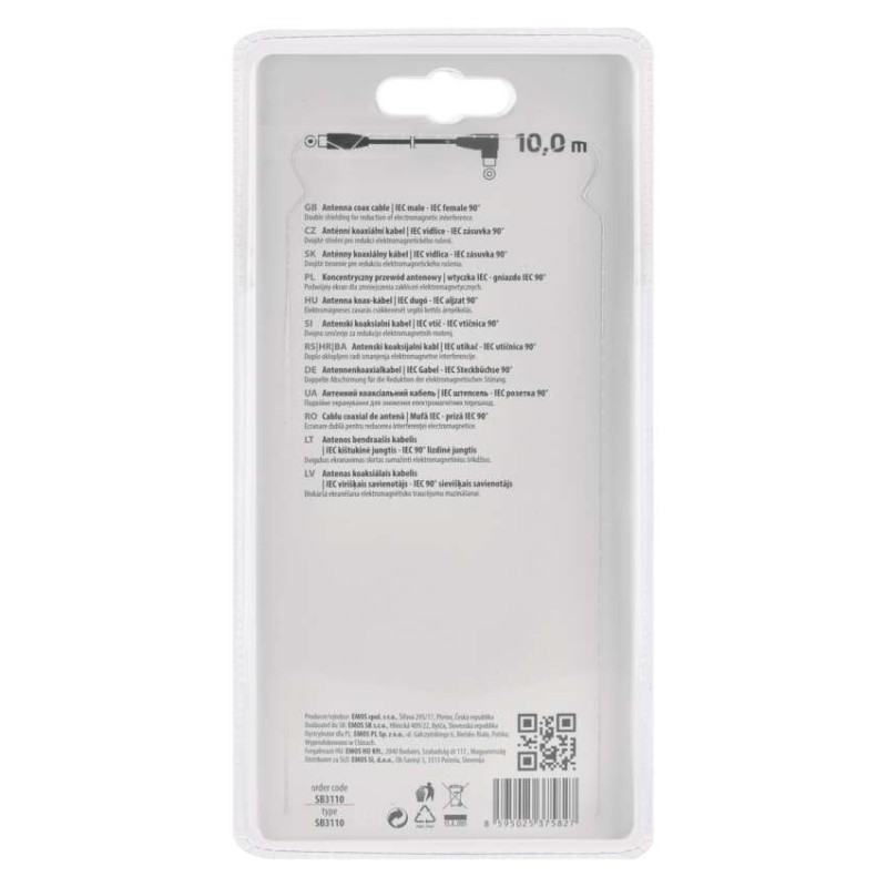 Antennen-Koaxialkabel, geschirmt 10m - Winkelstecker