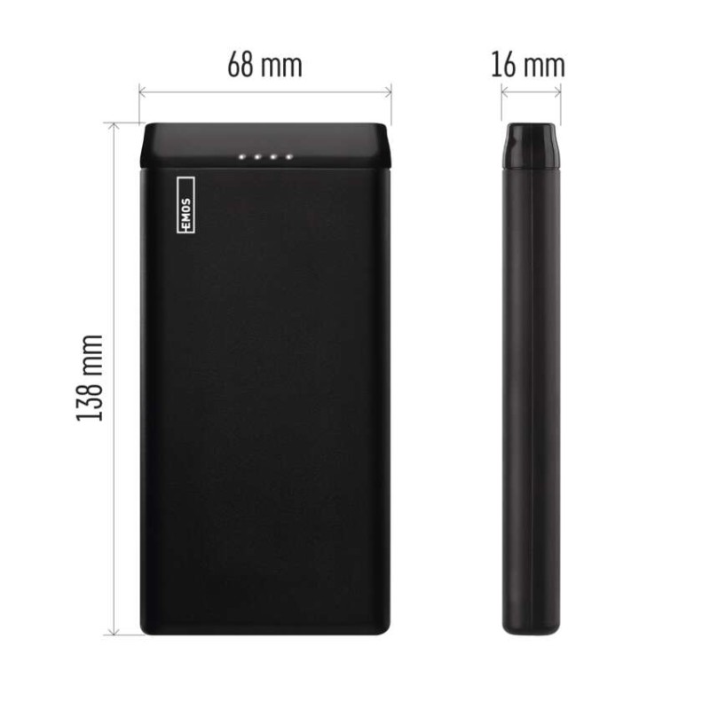 EMOS Powerbank ALPHA 10S, 10 000 mAh, 10 W, fekete
