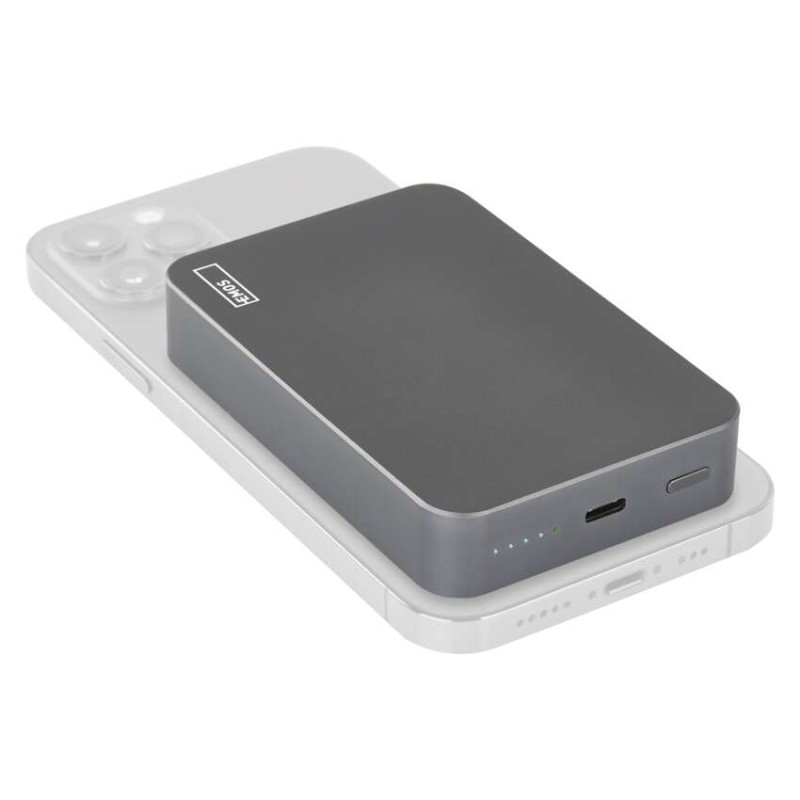 EMOS Powerbank WI 1046, 10 000 mAh, 20 W+Wireless, szürke