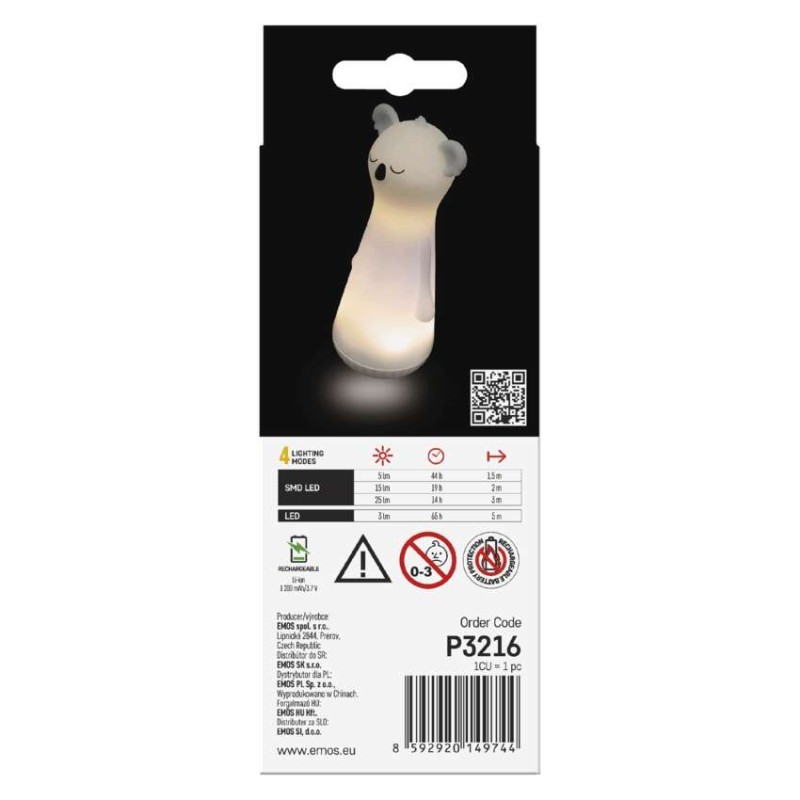 Nabíjacie svietidlo LED s nočným osvetlením P3216, 25 lm, 1200 mAh