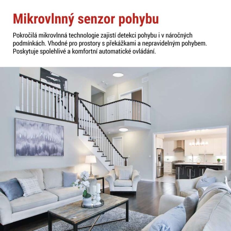 LED přisazené svítidlo TIVI, A CLASS, MW sensor, kruhové bílé 12,5W, IP44, neutrální bílá