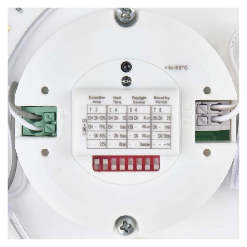 Oprawa sufitowa LED TIVI, MW sensor, okrągła biała 12,5W, IP44, neutralna biel, czujnik MW