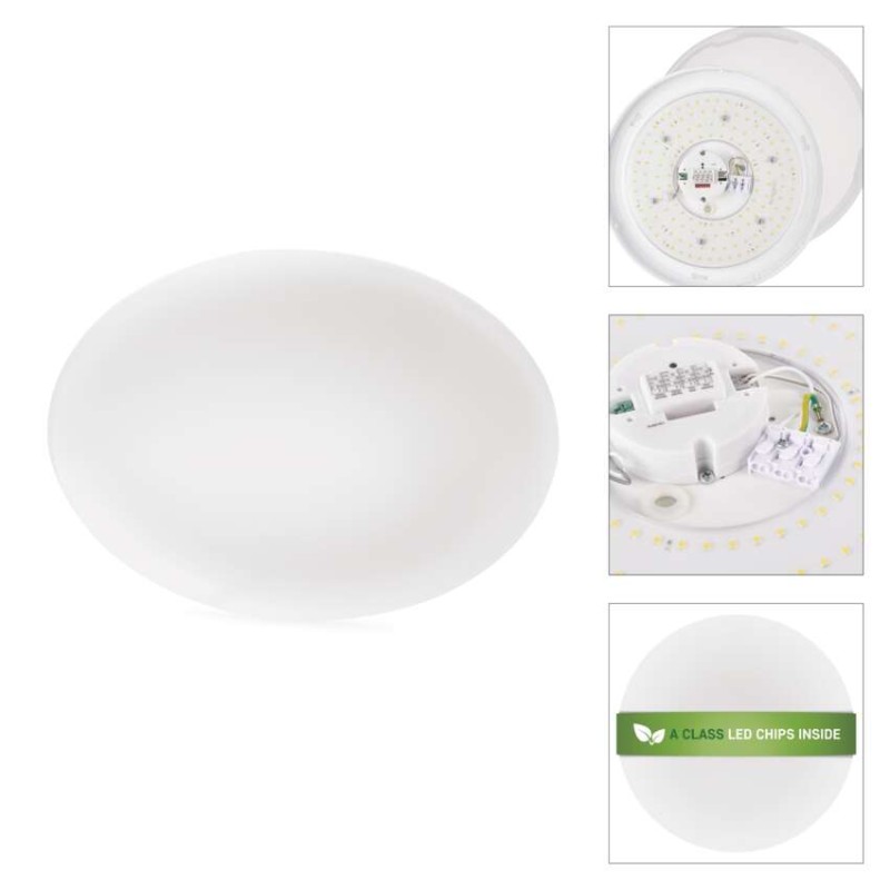 Oprawa sufitowa LED TIVI, MW sensor, okrągła biała 12,5W, IP44, neutralna biel, czujnik MW