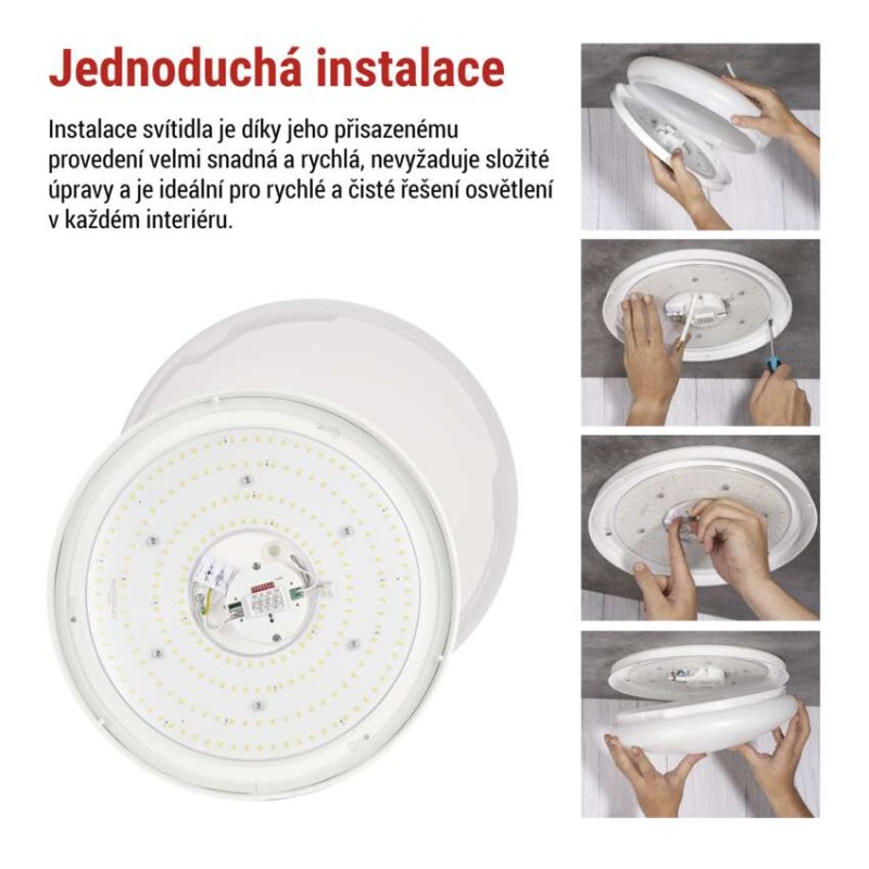 LED přisazené svítidlo TIVI, A CLASS, MW sensor, kruhové bílé 8,6W, IP44, neutrální bílá