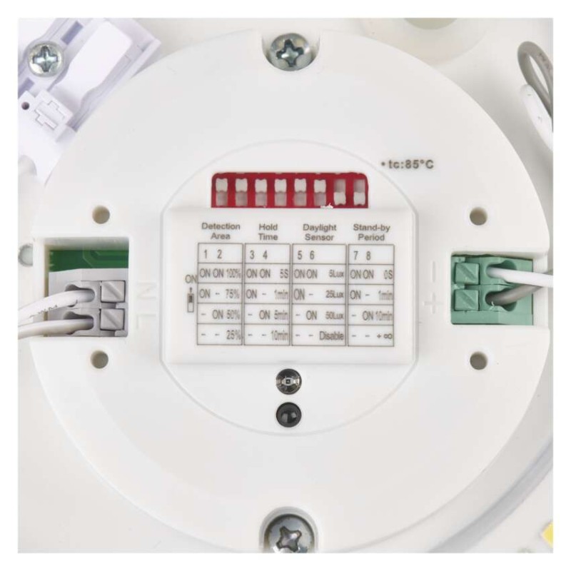 Oprawa sufitowa LED TIVI, MW sensor, okrągła biała 8,6W, IP44, neutralna biel, czujnik MW
