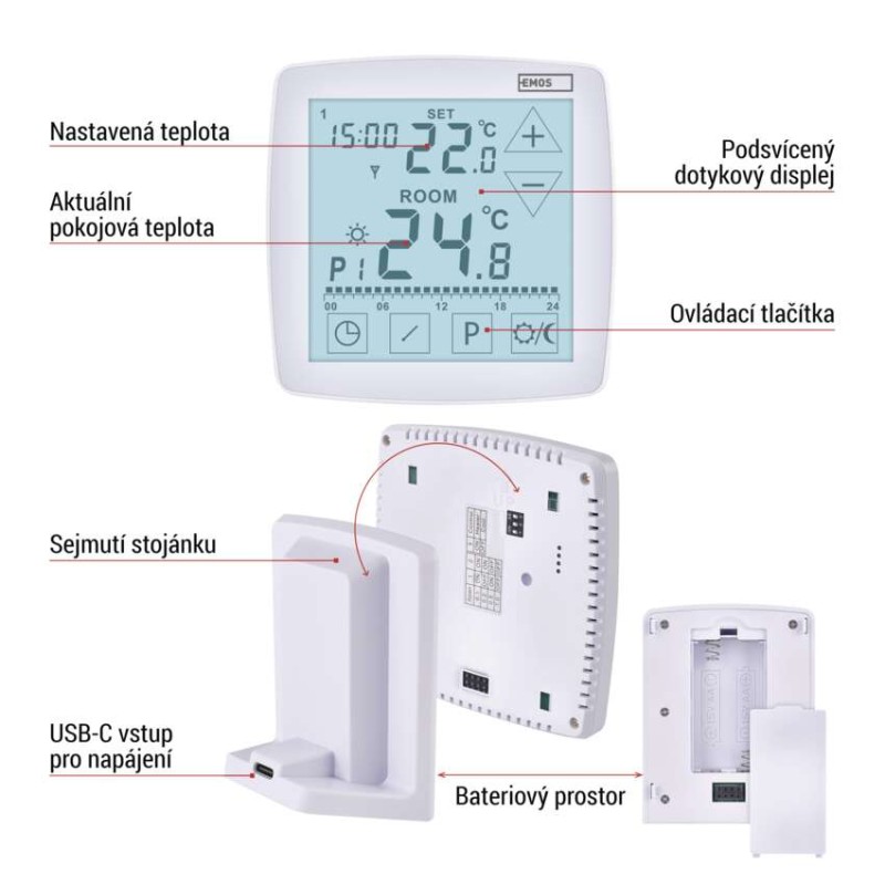 Pokojový programovatelný bezdrátový OpenTherm termostat P56A11