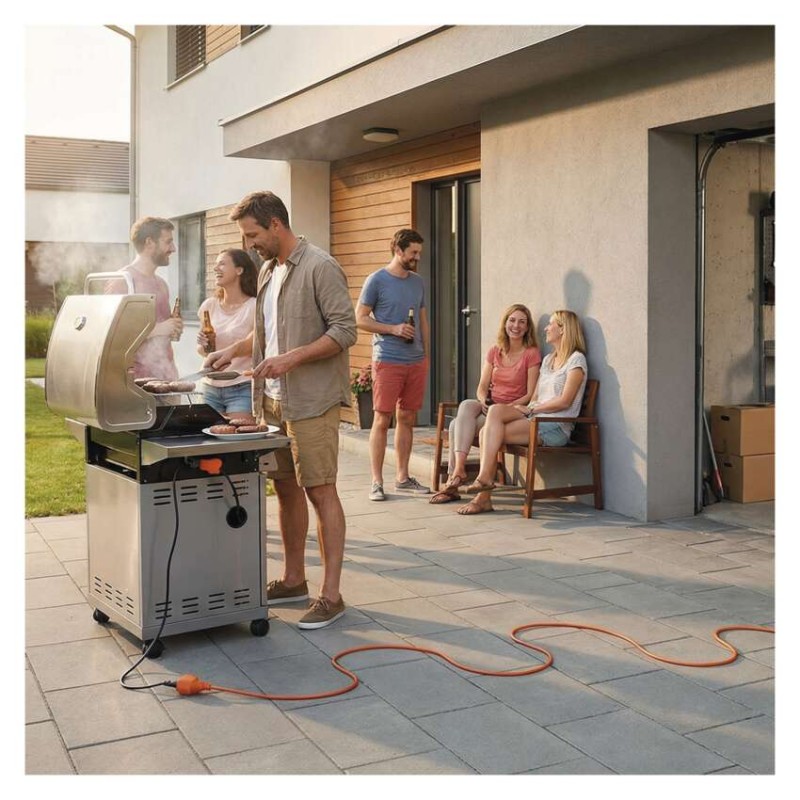 Pagarinātājs, 10 m / 1 kontaktligzda / oranžs / PVH / 250 V / 1,5 mm2