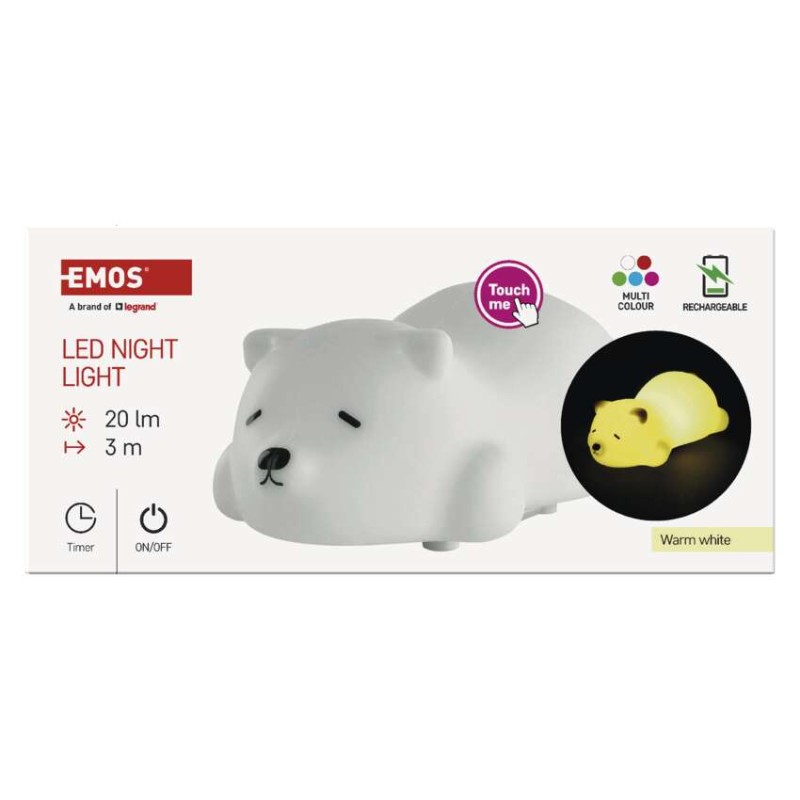 EMOS LED éjjeli fény medve P3325, tölthető
