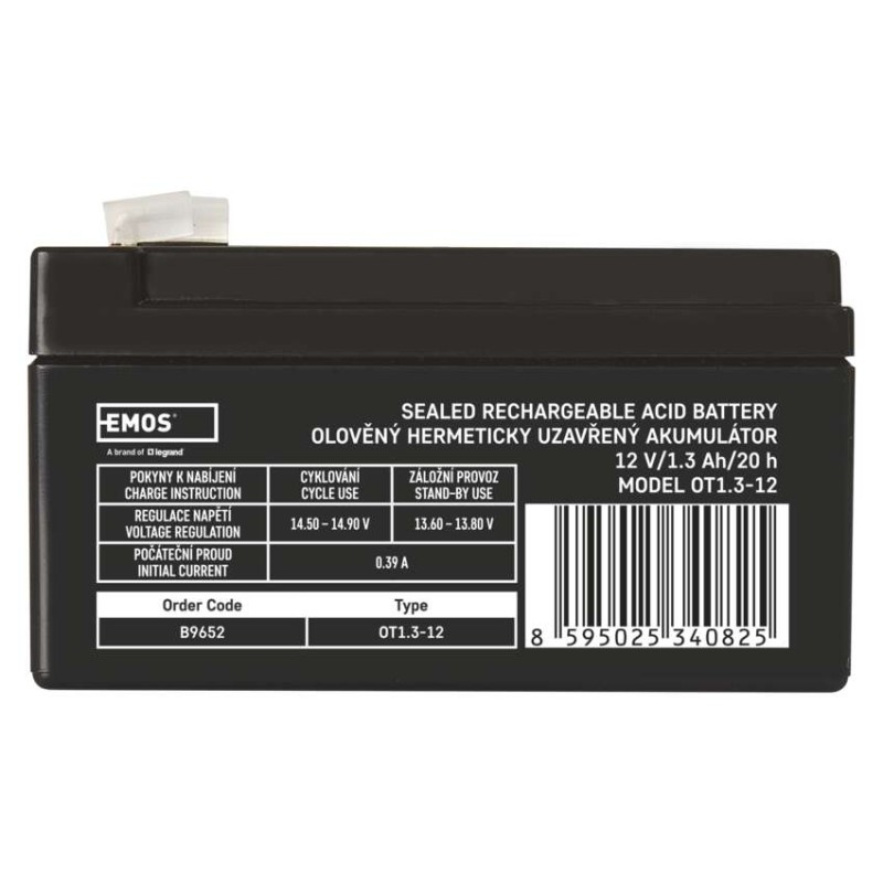 Bezúdržbový olovený akumulátor 12 V/1,3 Ah, faston 4,7 mm