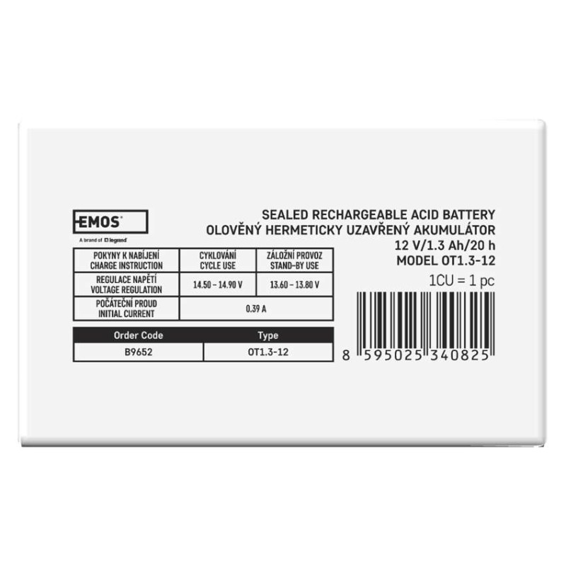Bezúdržbový olovený akumulátor 12 V/1,3 Ah, faston 4,7 mm