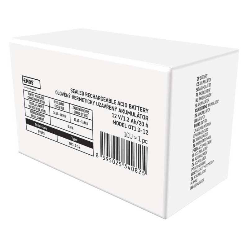 Bezúdržbový olovený akumulátor 12 V/1,3 Ah, faston 4,7 mm