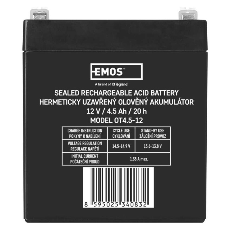 Bezúdržbový olovený akumulátor 12 V/4,5 Ah, faston 4,7 mm