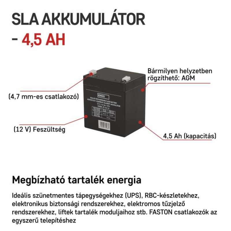 EMOS Ólomakkumulátor 12V 4.5Ah