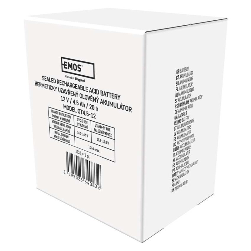 Bezúdržbový olovený akumulátor 12 V/4,5 Ah, faston 4,7 mm
