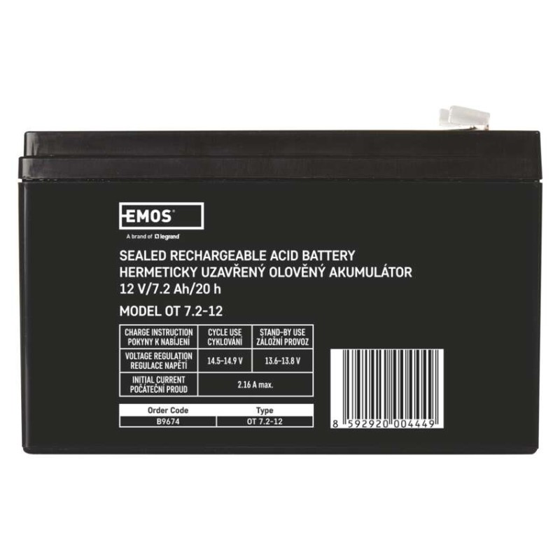 Bezúdržbový olovený akumulátor 12 V/7,2 Ah, faston 6,3 mm