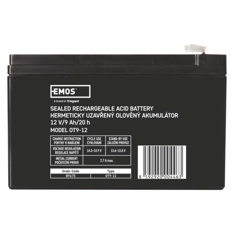 Bezúdržbový olovený akumulátor 12 V/9 Ah, faston 6,3 mm