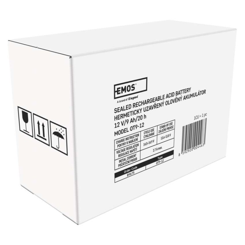 Bezúdržbový olovený akumulátor 12 V/9 Ah, faston 6,3 mm