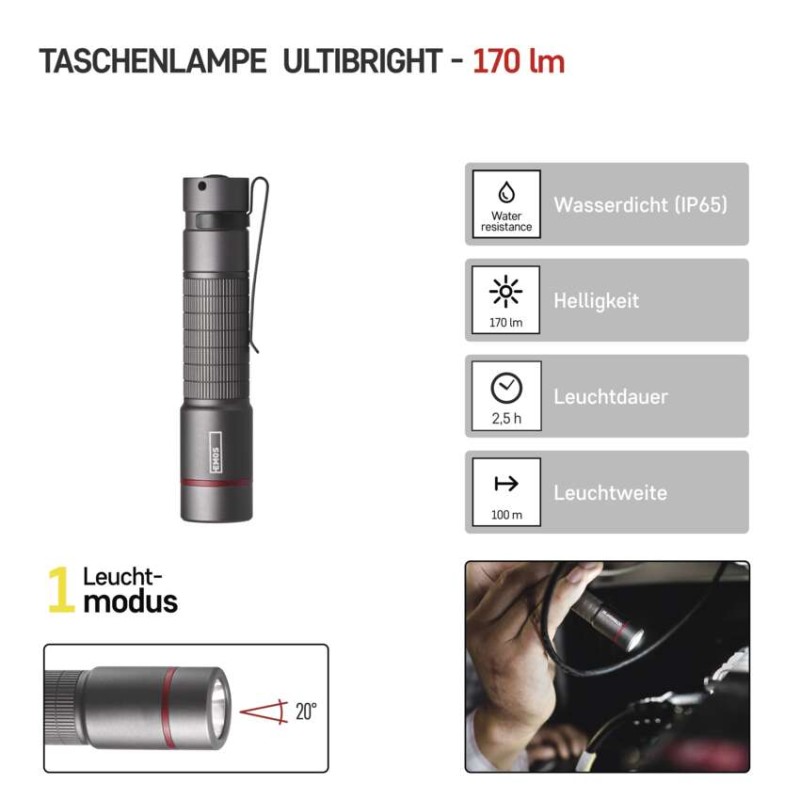 CREE LED Metall-Taschenlampe Ultibright 60, 170lm, 1xAA