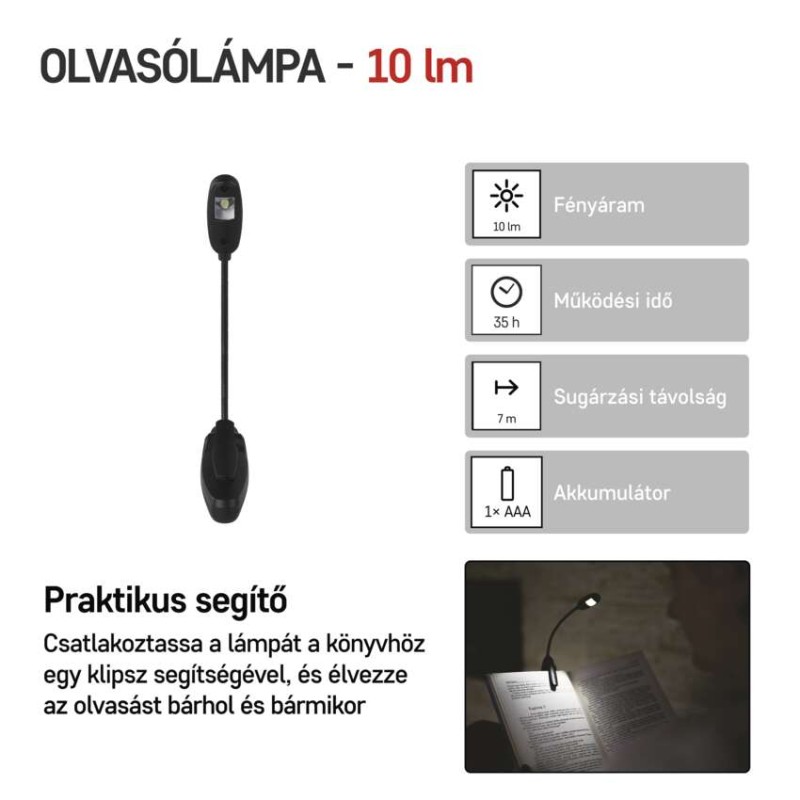 EMOS LED olvasólámpa csiptethető 10lm
