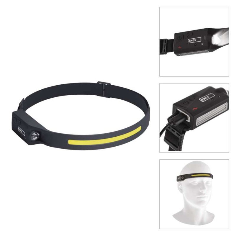 COB LED nabíjecí čelovka P3541, 380 lm, 30 m, Li-Pol 1200 mAh