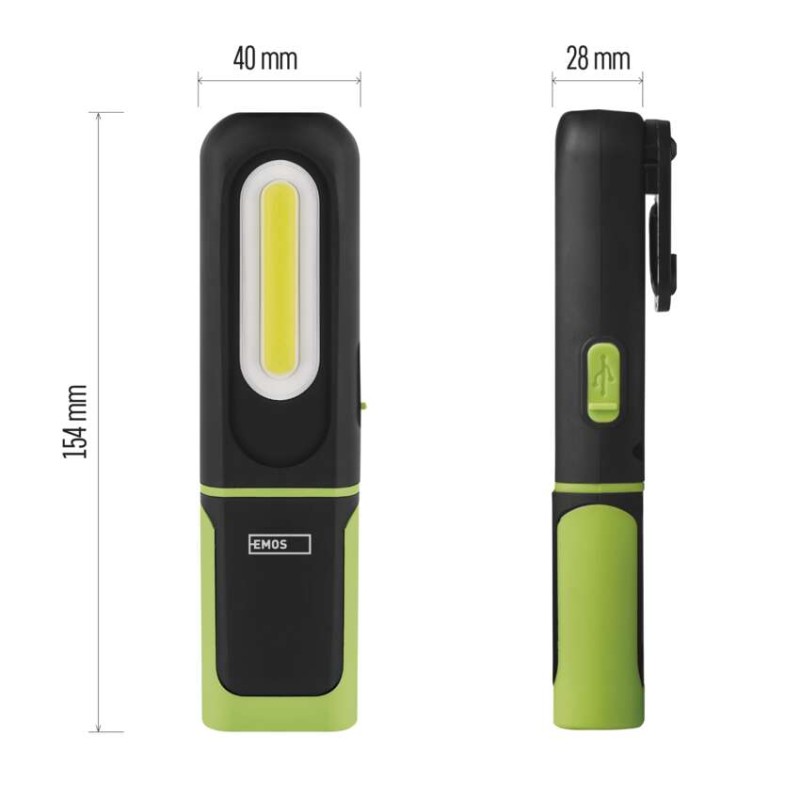 COB LED + SMD LED nabíjecí svítilna P4537, 330 lm, 1200 mAh