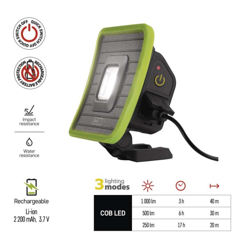 LED nabíjecí pracovní reflektor P4539, 1000 lm