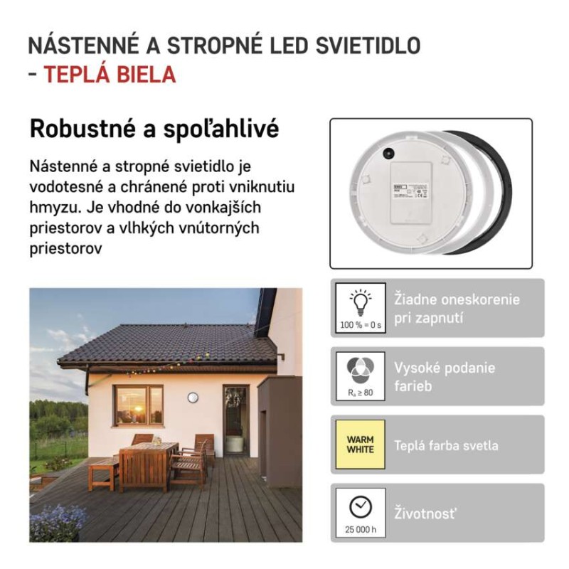 LED prisadené svietidlo ZURI, kruhové čierna/biela 14W teplá b.