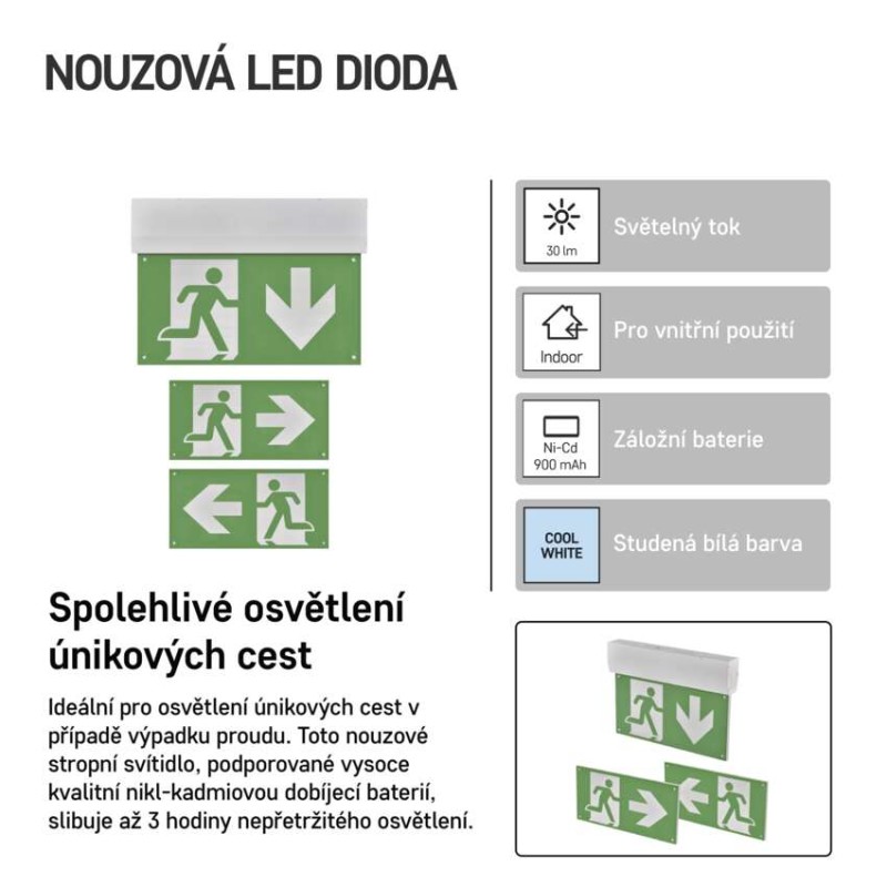 LED nouzové osvětlení CESSI 3 W, 3 h