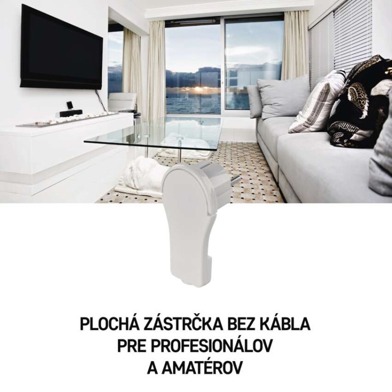 Vidlica uhlová pre predlžovací kábel, biela