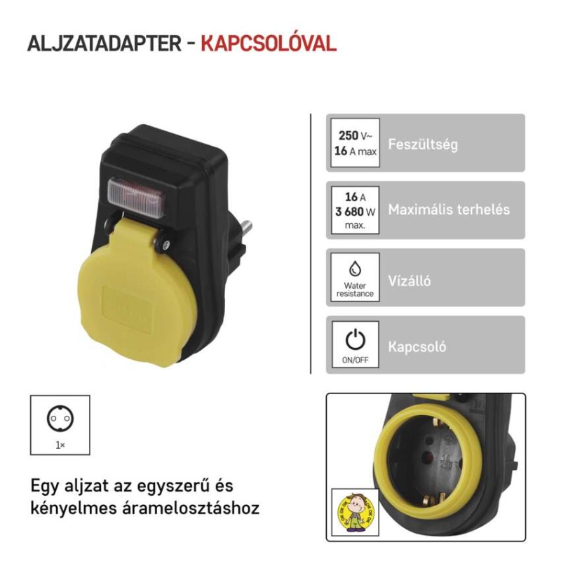 EMOS Kapcsolható aljzat IP44 
