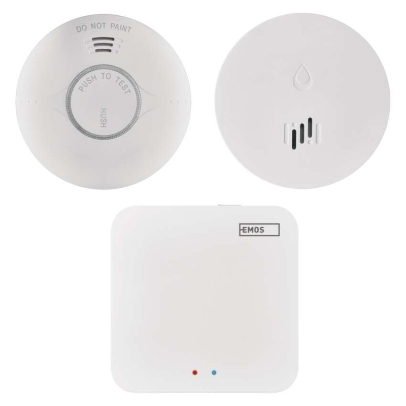 Sada GoSmart: 1x detektor dymu, 1x detektor úniku vody, 1x ZigBee brána