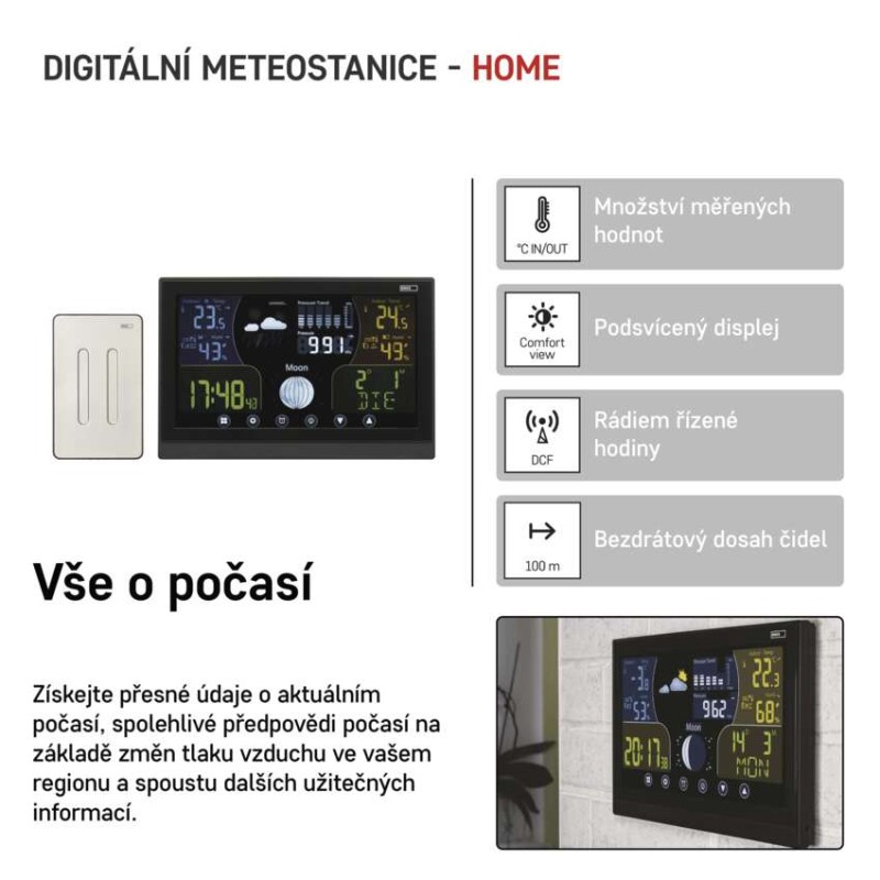 Domácí bezdrátová meteostanice E6018