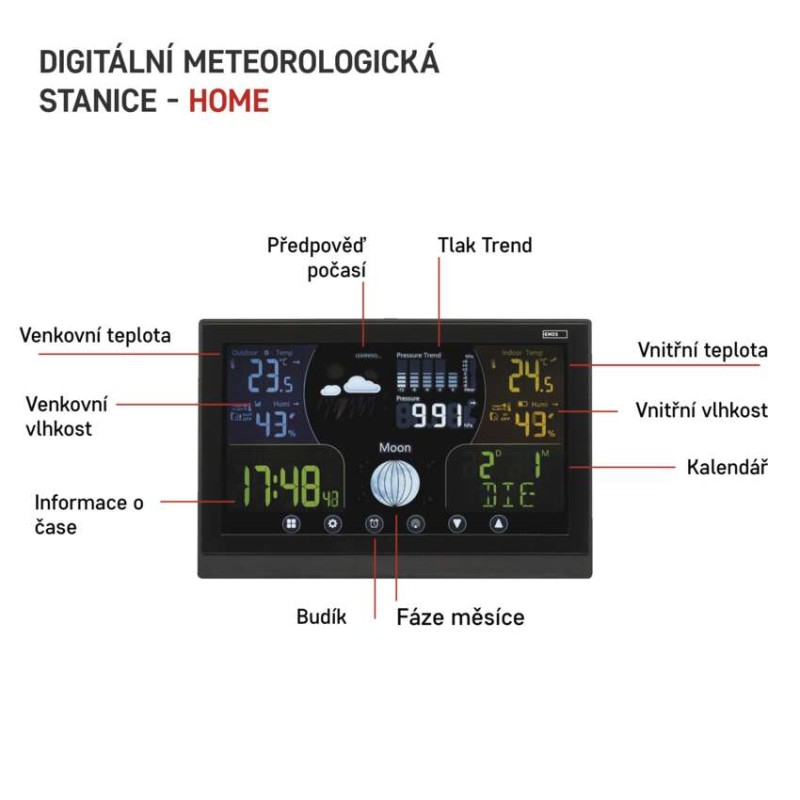 Domácí bezdrátová meteostanice E6018