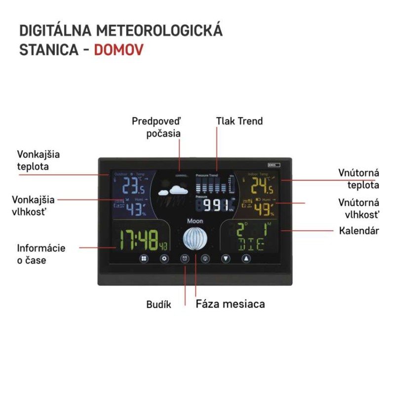 Domáca bezdrôtová meteostanica E6018