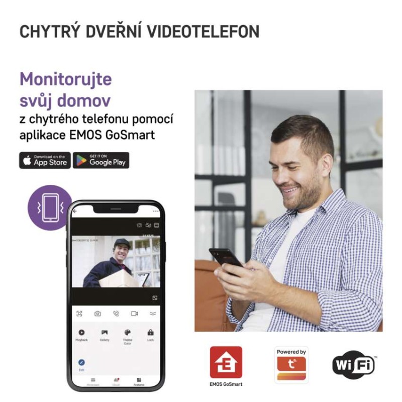 GoSmart Sada domácího videotelefonu EMOS IP-750A s WiFi