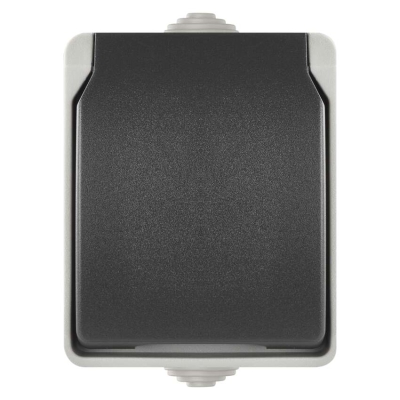 Wandsteckdose grau-schwarz, IP44