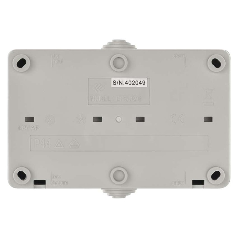 Wandsteckdose, doppelt, grau-schwarz, IP44