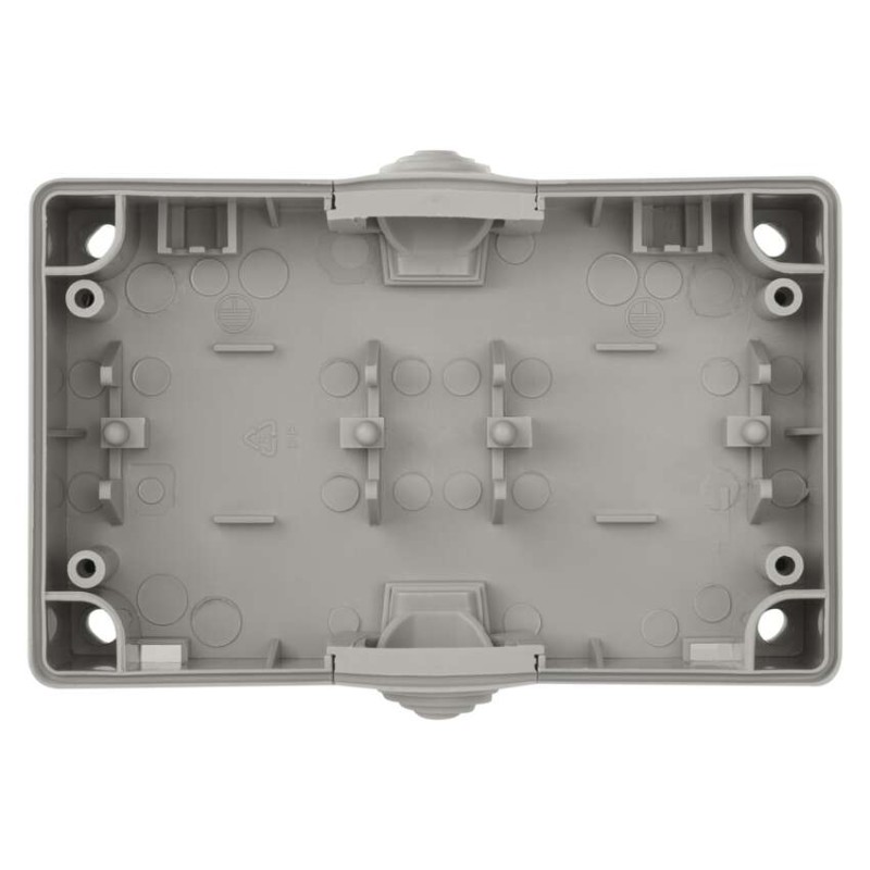 Wandsteckdose, doppelt, grau-schwarz, IP44