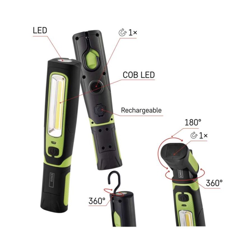 CREE LED + COB LED nabíj. svietidlo P4532, 470 lm, 1800 mAh