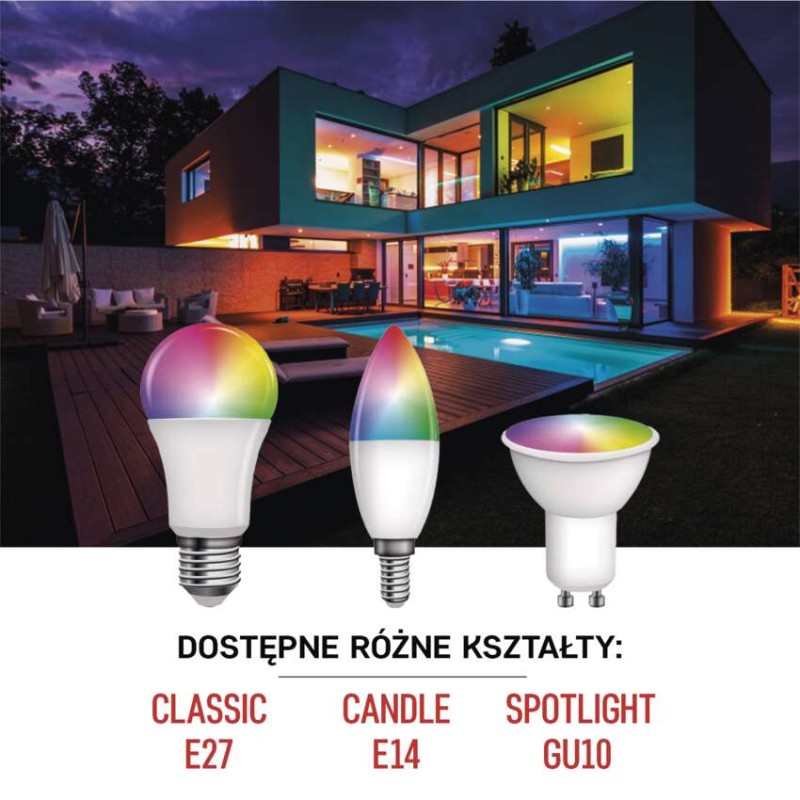 GoSmart Żarówka LED A60 / E27 / 9 W (60 W) / 806 lm / RGB / ściemnialna / Zigbee